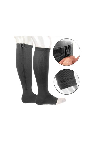 Fermuarlı Medikal Varis Çorapları Burnu Açık Fermuarlı Çorap