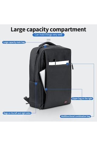 Cb02 17 İnç Su Geçirmez Bölmeli Fonksiyonel İş Ve Günlük Laptop Sırt Çantası Renkli
