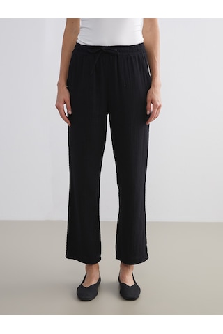 Lcw Comfort Siyah Beli Lastikli Dokulu Kadın Pantolon