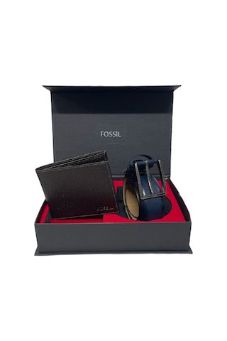 Fossil Kahve Cüzdan1826 & 3.5 CM Hakiki Deri Kemer Seti 110 CM Kahverengi
