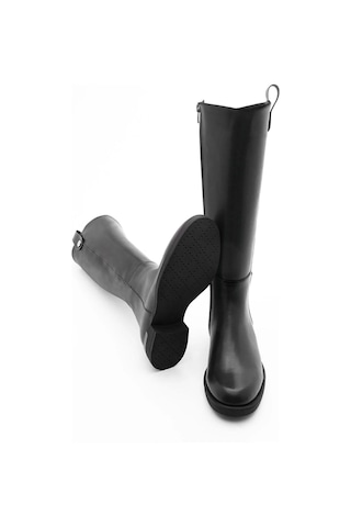 Potinonline 0765 Kadın Yandan Fermıarlı Siyah Binici Çizme siyah
