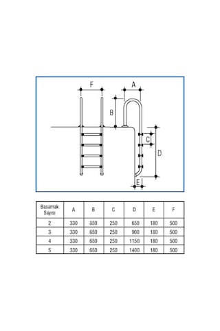 Havuz Merdiveni 3 Basamak U Model 304