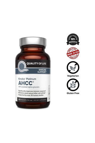 Quality Of Life Premium Kinoko Platinum Ahcc Supplement 60 Organi