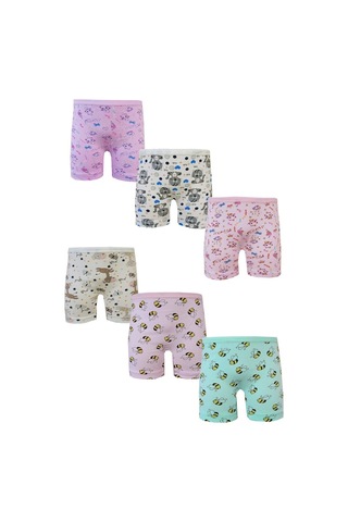 Kota Kız Çocuk Pamuklu Likralı Baskılı Kız Çocuk Boxer 6'lı Paket