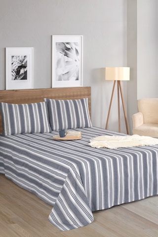 Sport Çizgili Çarşaf + Yastık Kılıfı Seti Tek Kişilik Soft Line Antrasit Antrasit