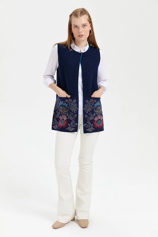 Desen Triko Kadın Triko Önü Açık Araboy Yün Yelek 24076 Y.a. Lacivert Y.a. Lacivert