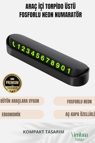 Özel Üretim Araç İçi Torpido Üstü Cam Kartı Telefon Numarası Lüks Fosforlu Neon Aç-kapa Numaratör