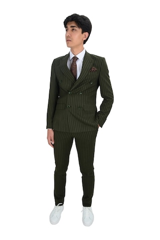 Dik Nokta Çizgili Kruvaze Takım Elbise