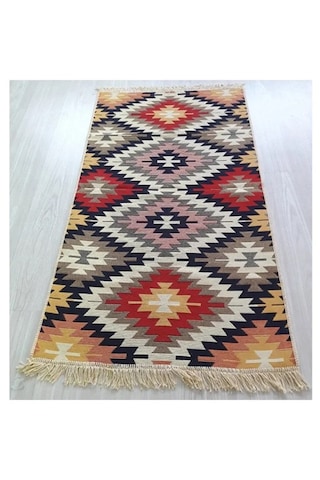 Çift Taraflı Yıkanabilir Dokuma Kilim 6 Metrekare Zilli 200x300cm Çok Renkli