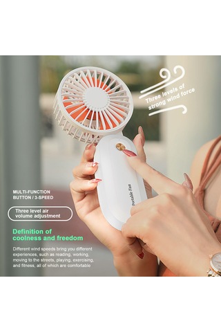 Kosona F-158 Mavi Kolye Tipi Mini Fan: 35cm Askı Kablosu, 3 Hız Seviyesi, 1200mah Pil, Tek Tuş Kontrol, Serbest Eller Soğutma