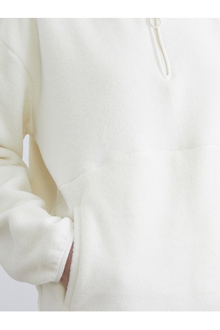 Lcw Modest Beyaz Dik Yaka Oversize Kadın Polar Sweatshirt