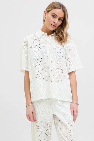 Jjxx Kadın Jxmıllıe Rahat Kesim Dantel Detaylı Kısa Kollu %100 Pamuk Gömlek 12270924 Ekru Ekru