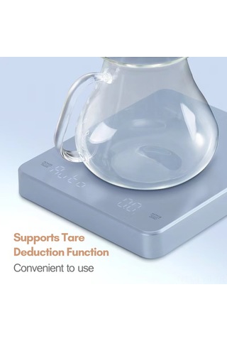 Ranyeek 3000g Hassas Kahve Terazi, Led Ekranlı Ve Zamanlayıcı Fonksiyonlu, Dahili Li-pol Batarya, Yüksek Sıcaklığa Dayanıklı, Mavi Açık Mavi