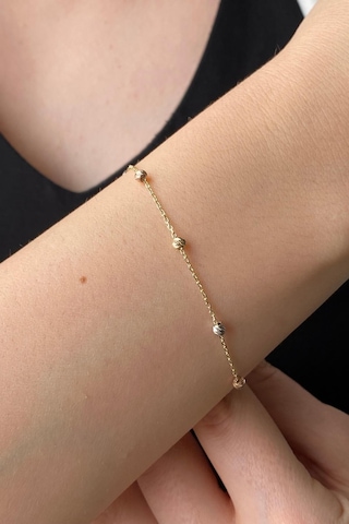 Zümrüt Sarraf 14 Ayar Altın Kadın Renkli Dorika Toplu Zincir Bileklik Sarı Altın