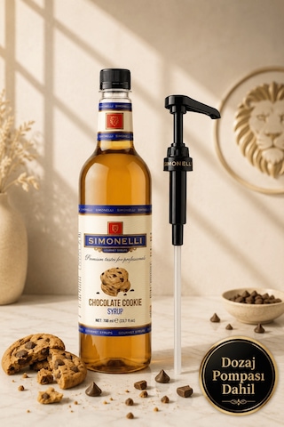 Simonelli Çikolatalı Kurabiye Chocolate Cookie Aromalı Kahve ve Kokteyl Şurubu 700 ML + Pompa