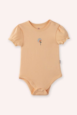 Panço Yenidoğan Bisikilet Yaka Çiçek Baskılı Kol Ucu Lastikli Ekru 2'li Body Krem 2511GN03007