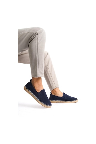 Mubiano Hakiki Deri Summer Erkek Jüt Taban Lacivert Süet Espadril & Loafer -mssr1120-lcv