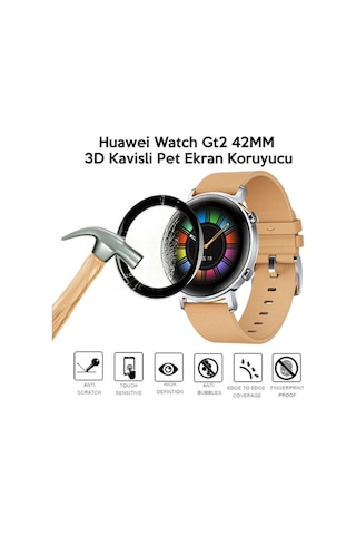 Huaweı Watch Gt2 42Mm 3D Kavıslı Pet Ekran Koruyucu-Siyah