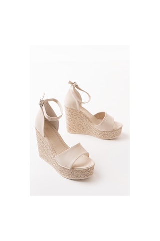 Asmi Shoes Kadın Dolgu Topuklu Ayakkabı Rahat Yüksek Topuklu 11cm Krem Krem