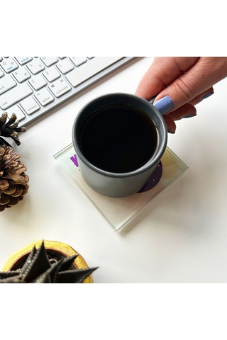 Decorita Cam Bardak Altlığı Burçlar - Koç Burcu 4'lü Takım 10 x 10 CM Çok Renkli