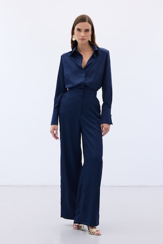 Sateen Jakarlı Pantolon - Lacivert-136611 Lacivert