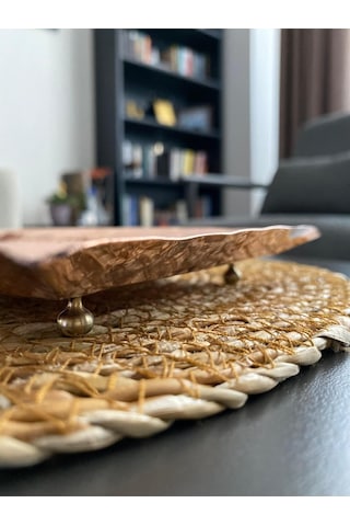 Dikdörtgen Dövme Desenli Bakır Kurabiyelik-sunumluk Bakır