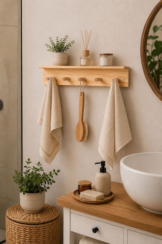 Ahşap Askılık Raf Ve Kitaplık Raf Eğitici Montessori Duvar Rafı 40 Cm