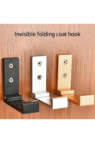 Siyah Alüminyum Alaşımlı Duvara Monte Katlanabilir Elbise Askısı Raf Havlu Ceket Bornoz Kancası Siyah