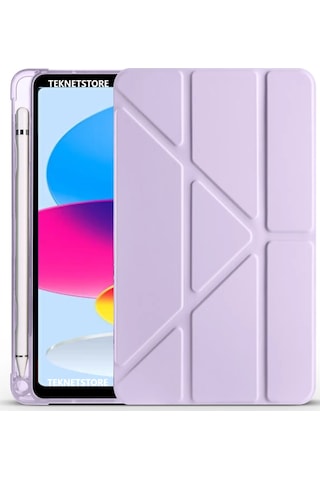 Apple Uyumlu iPad A16 11. Nesil 2025 11 Inç Kılıf Kalem Bölmeli Trifolding Standlı Uyku Modlu Silikon Kapak Kapaklı Kılıf