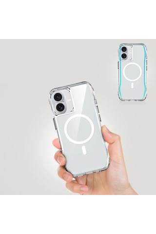 Apple Uyumlu iPhone 16 Plus Kılıf Magsafe Şarj Özellikli Airbagli Şeffaf Redclick İncek Kapak