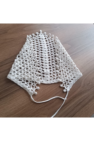 M Doğal Örgü Bandana Beyaz
