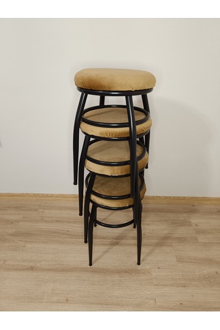 Evko Mobilya Tabure, Bar Taburesi, 2'li Tabure,siyah Ayaklı-kahve