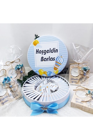 Balon Baskılı Metal Kutuda Bebek Çikolatası Uv Baskılı Madlen Çik
