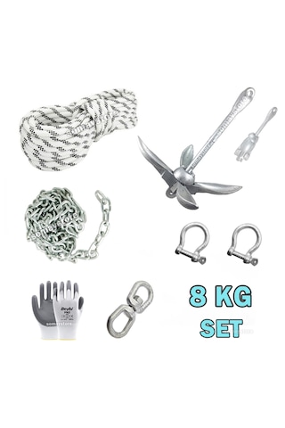 Tekne Ve Şişme Bot İçin Hazır Çapa Seti 8kg Şemsiye Çapalı