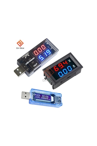 Kırmızı-mavi-led Dijital Voltmetre Ampermetre Dc 100v 10a Akım Gerilim Ölçer Usb Şarj Cihazı