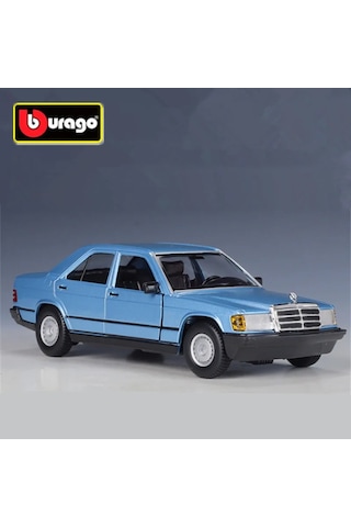 Bburago 1:24 Mercedes-benz 190e Alaşım Spor Araba Modeli Diecast Metal Retro Blue