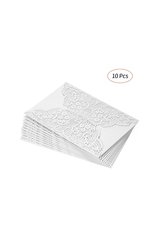 Mufunye 10 Adet İnci Kağıt Davetiye Kartı Davetiye Tutucuları Düğün Doğum Günü Partisi Yıldönümü İçin--beyaz