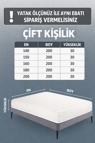 %100 Sıvı Geçirmez Pamuklu Çift Kişilik Yatak Koruyucu Alez Beyaz