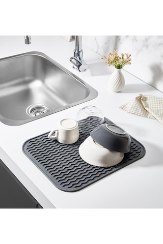 Rotanev Silikon Bulaşık Kurutma Matı Su Toplamaz Kaydırmaz Bulaşıklık Tencere Altlığı
