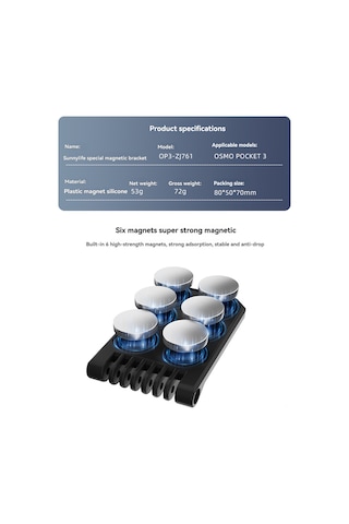 Qingmipy Sunnylife Op3-zj761 Manyetik Tutucu Osmo Pocket3 İçin Açı Ayarlanabilir Masaüstü Standı Çok Fonksiyonlu Sabit Tutma Aksesuarı