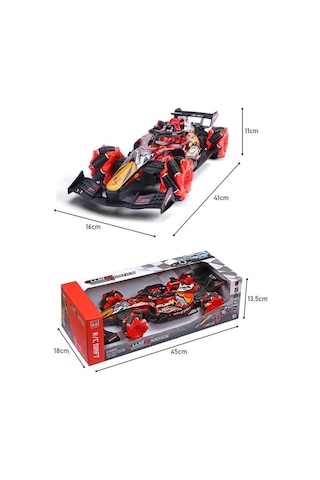 Sesli Işıklı Şarjlı 1:10 Büyük Ölçek Kumandalı Duman Atan Full Fonksiyon F1 Araç Rc Oyuncak Araba Kırmızı Kırmızı