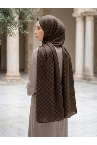 Camellia Scarfs İtalyan Jakar Şal Monogram Desen Siyah - Asil Ve Lüks Stil