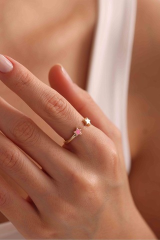 Pembe Mineli Yıldız Model Star Yüzük Gianfranco