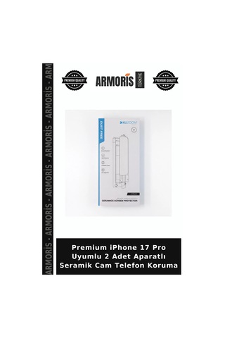 Premium İphone 17 Pro Uyumlu 2 Adet Aparatlı Seramik Cam Telefon Koruma