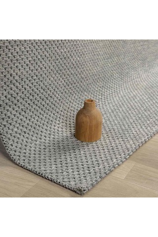 Açık Gri Siyah Melanj Noktalı Modern Halı - Dk710gcw