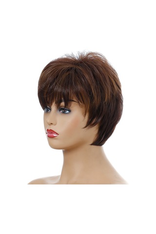 Cbtx Wıg-155 Kadınlar Kısa Kıvırcık Peruk Yüksek Sıcaklık İpek Elyaf Başlık Kahverengi