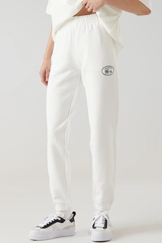 Lacoste Embroidered Women's Joggers Kadın Organik Pamuk Eşofman Altı Beyaz Beyaz
