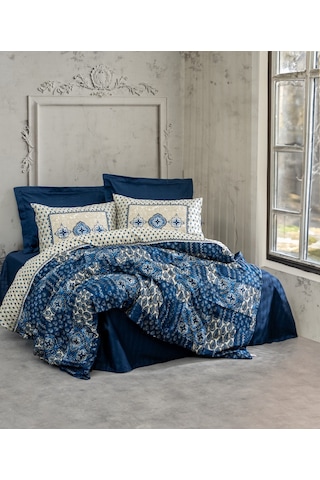 Cotton Box Saten Çift Kişilik Nevresim Takımı Stasya Lacivert