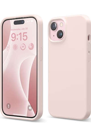 Apple Uyumlu iPhone 15 İle Telefon Kılıfı Kadife Iç Yüzey Soft Tasarım Lansman Kılıf Açık Pembe