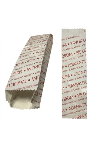 Şeylişeyler - Dürüm Kese Kağıdı 5 Kg Altı Kapaklı Baskılı Paket Servis Ambalaj Kağıdı